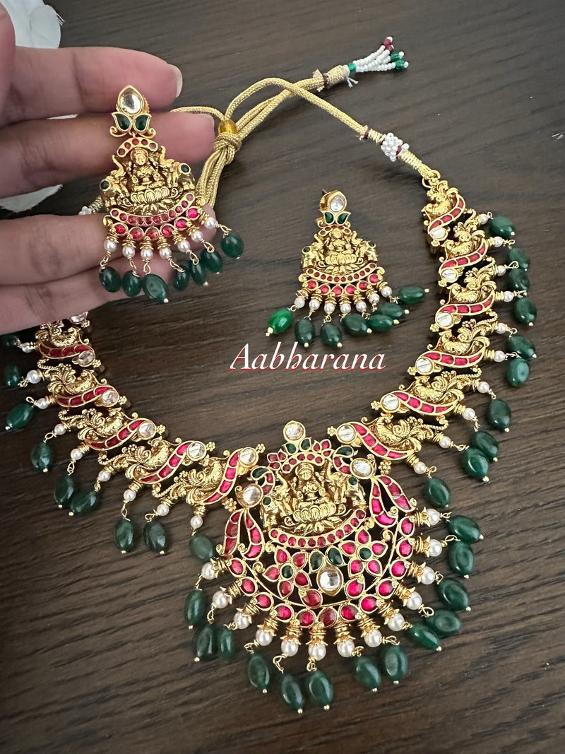 Kundan jadau goddess necklace set