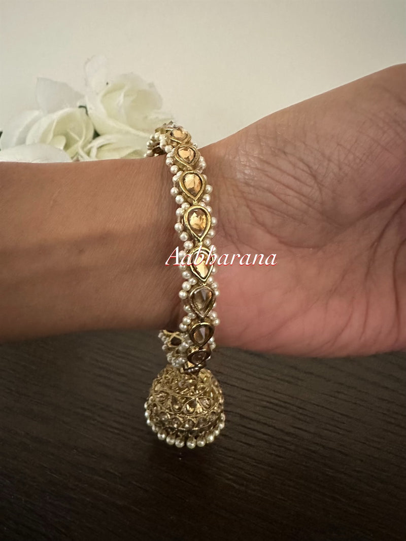 Polki bangle with jumka hanging