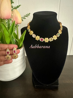 Imitation CZ multicolor floral necklace set