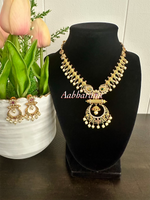 Imitation CZ and AD chandbali necklace set