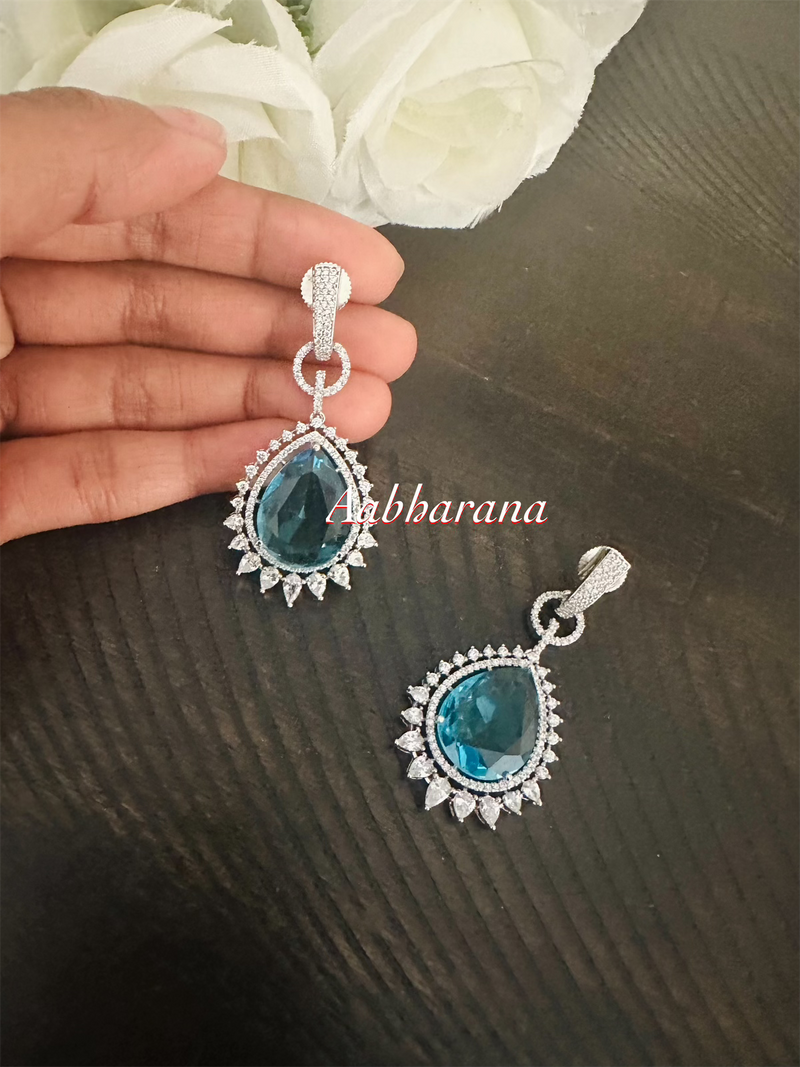 CZ tear drop earrings