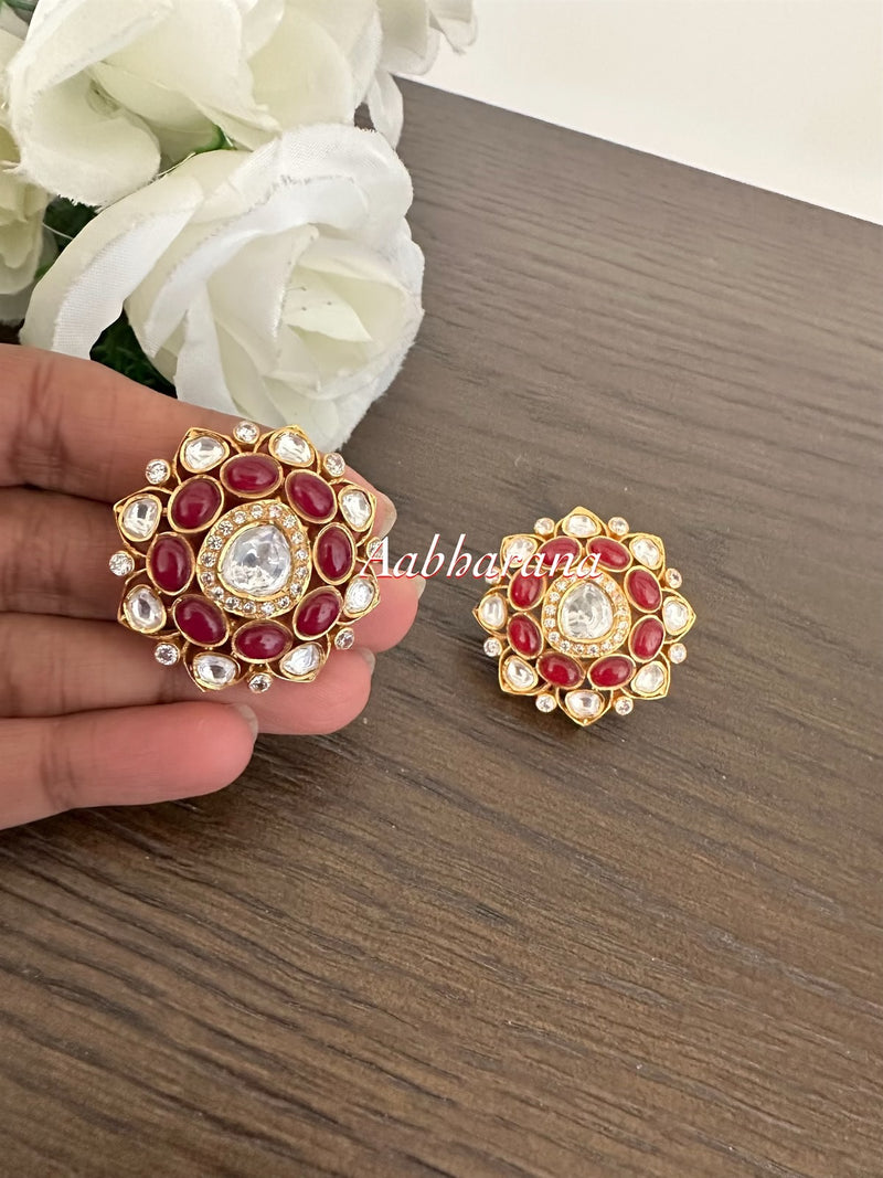 Kundan big stud earrings