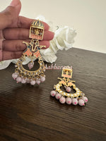 Meenakari long earrings with goddess stud