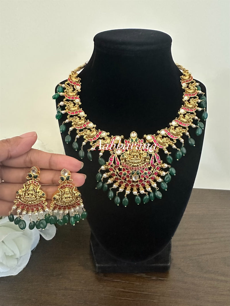 Kundan jadau goddess necklace set