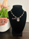 Imitation CZ flower necklace set