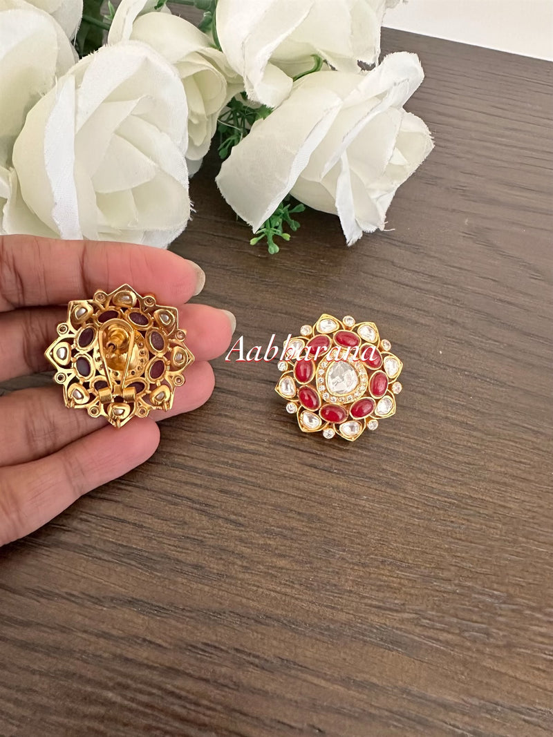 Kundan big stud earrings