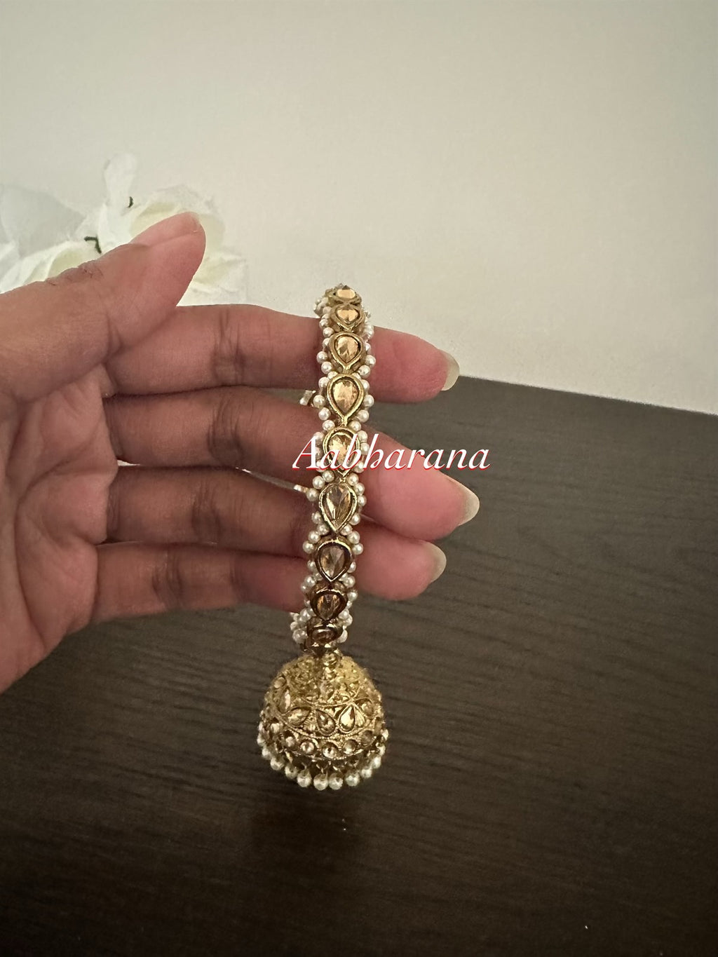 Polki bangle with jumka hanging