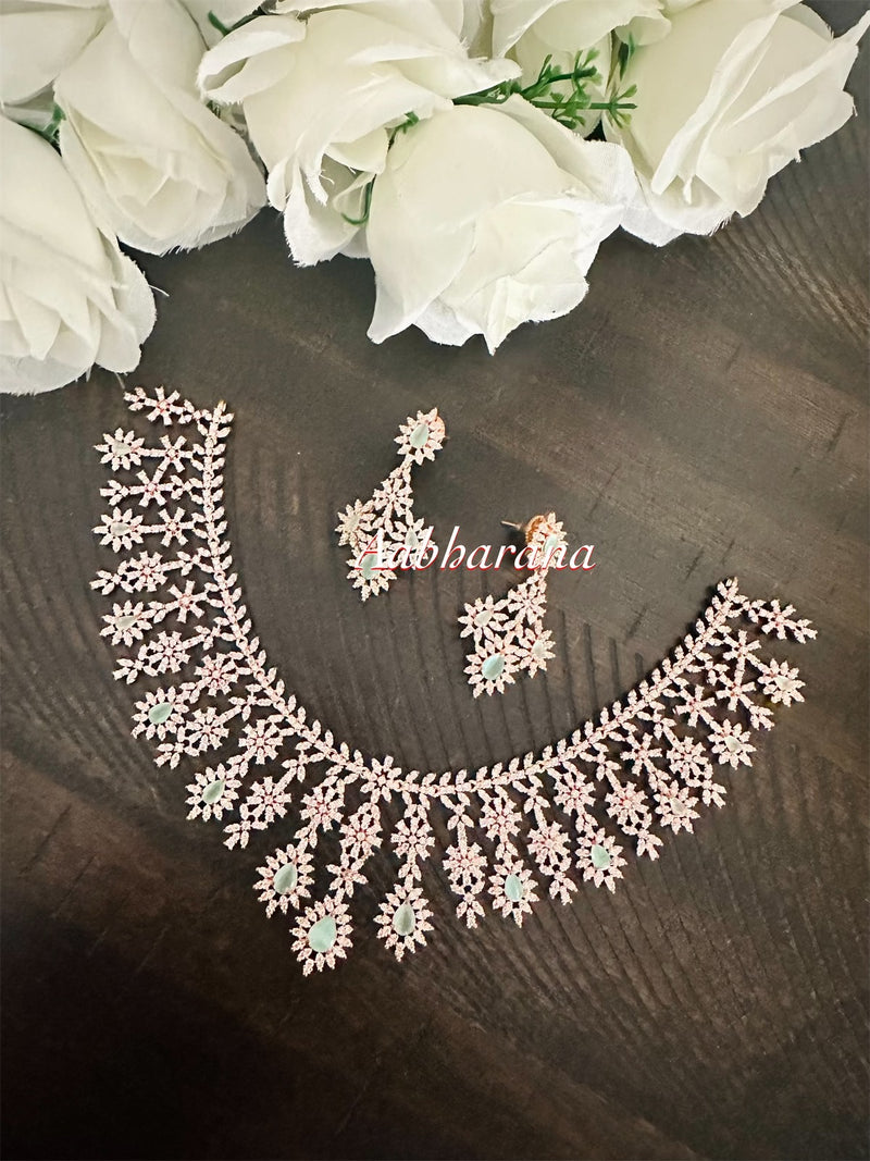 Rose gold CZ necklace set