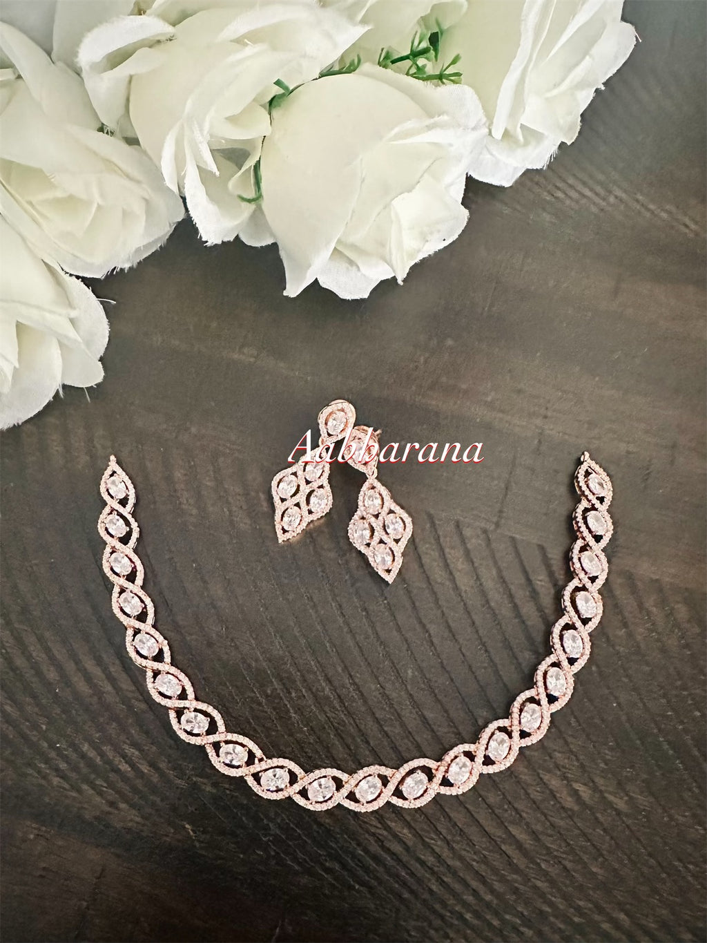 Rose gold CZ necklace set