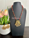 CZ and AD coral bead ganesha mala