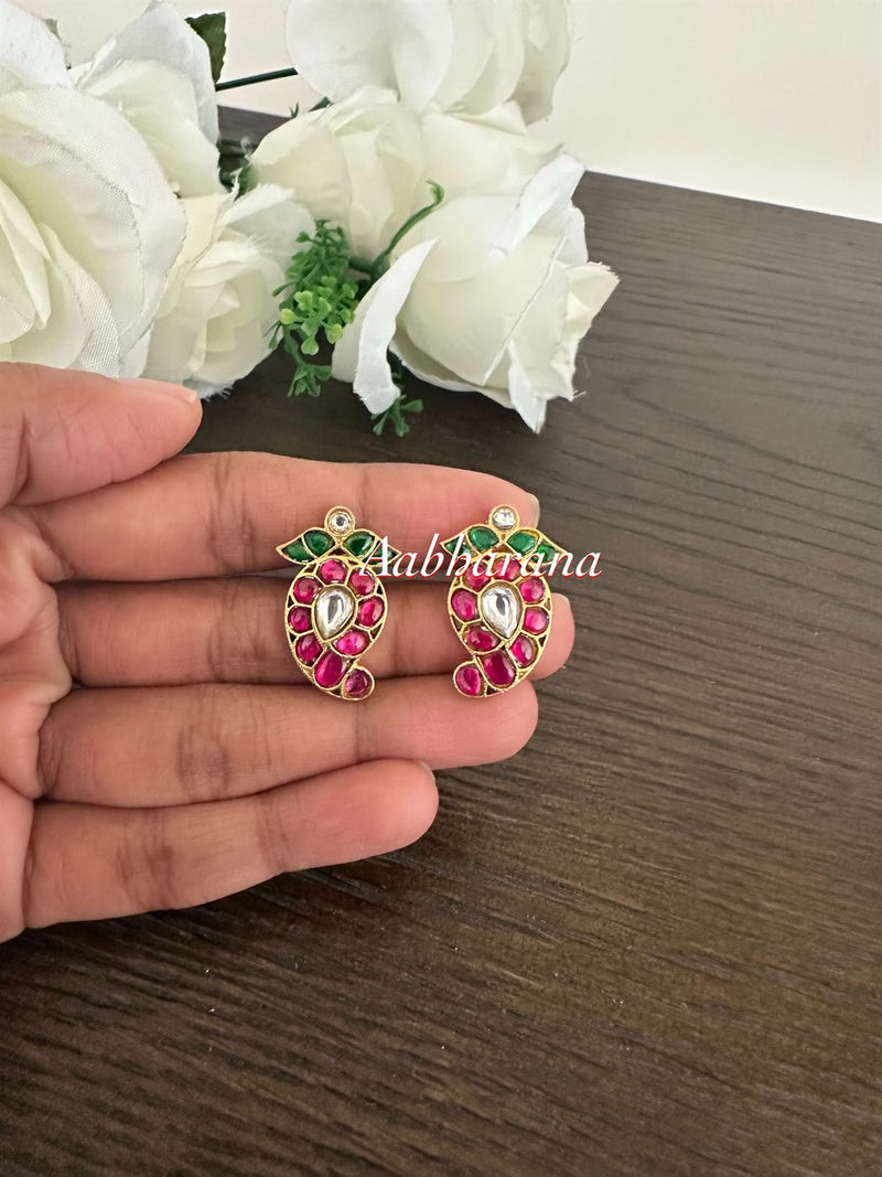 Kundan jadau mango stud earrings