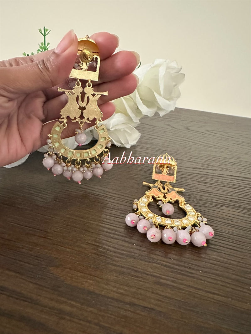 Meenakari long earrings with goddess stud