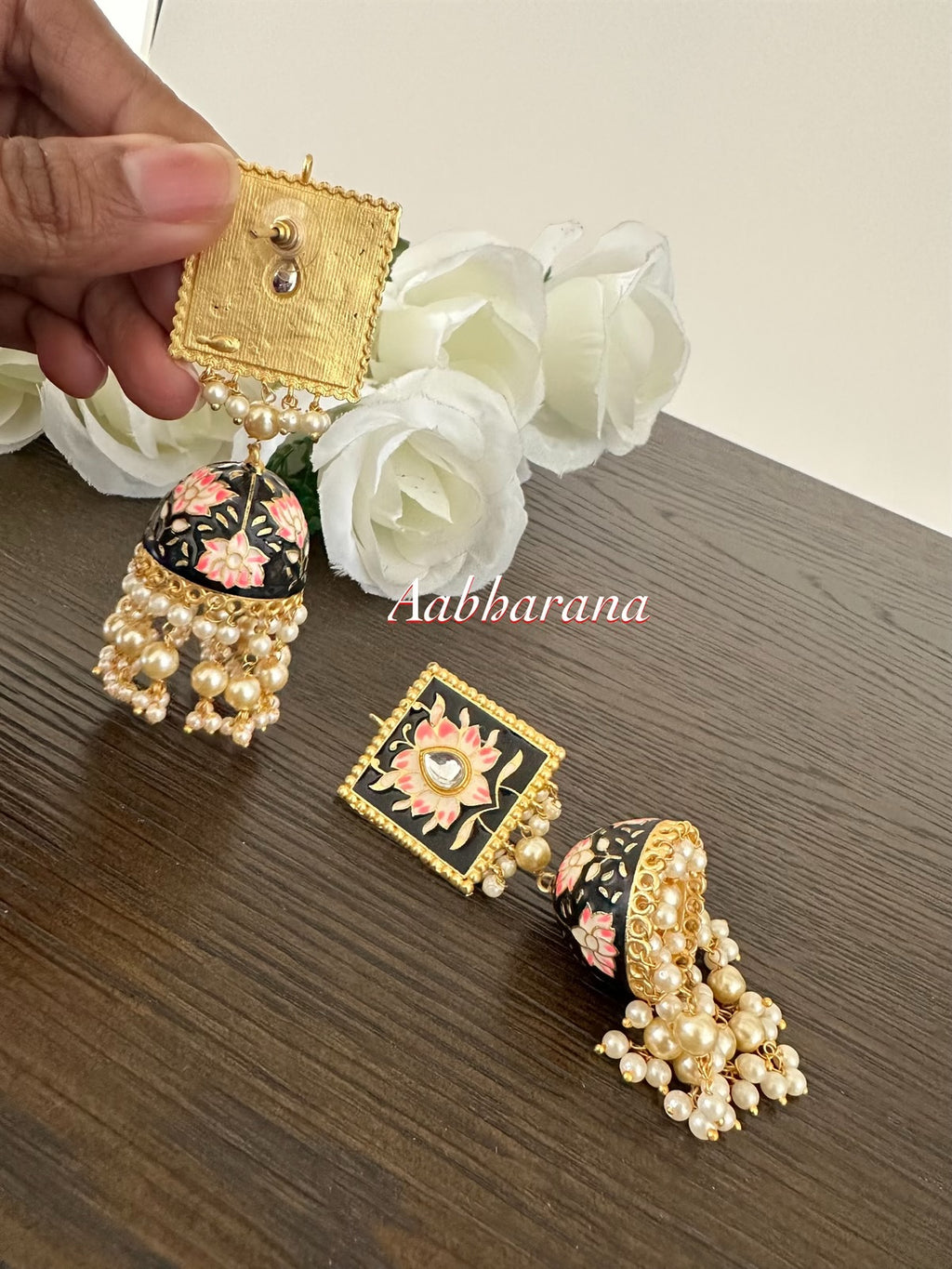 Meenakari jumka earrings