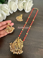 CZ and AD coral bead ganesha mala