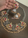 Kundan jadau fusion mid-length chain set