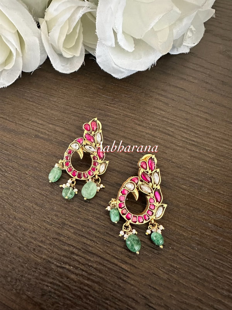 Kundan jadau peacock earrings