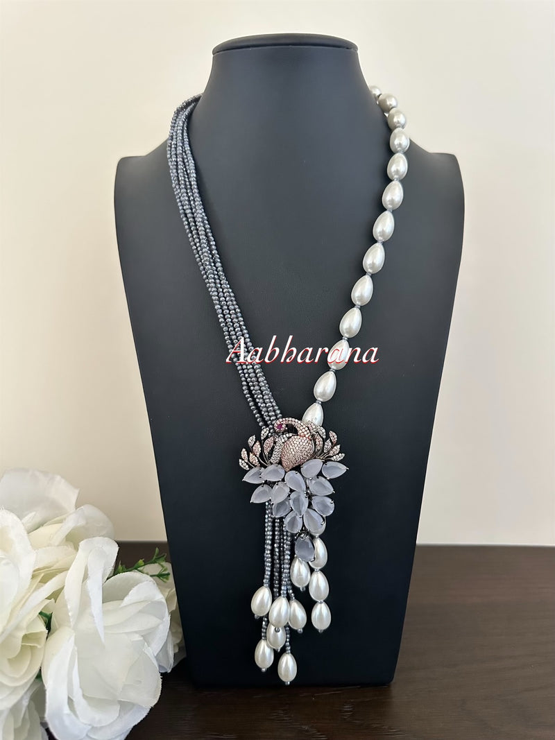 CZ peacock pearl chain