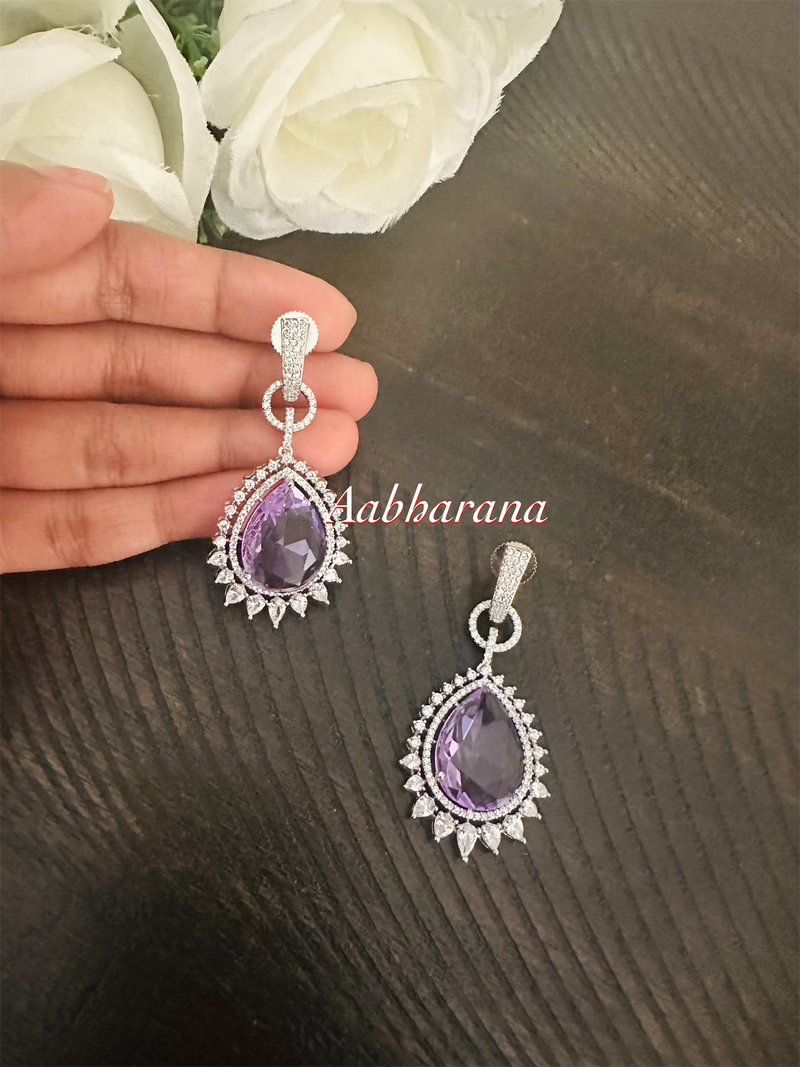 CZ tear drop earrings