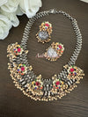 Kundan jadau fusion mid-length chain set