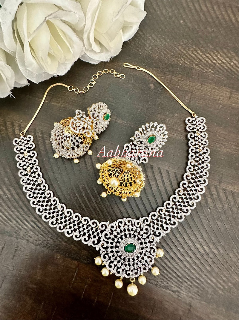 CZ GJ necklace set