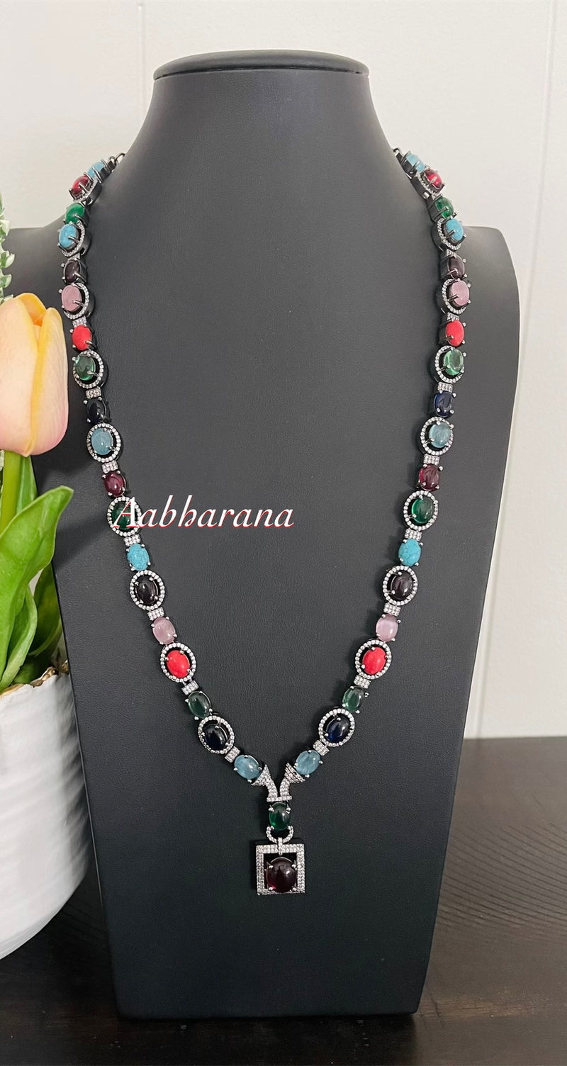 Multicolor CZ victorian chain set