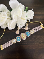 Fusion kundan bead choker set