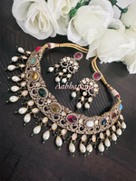 Navarathan peacock kundan necklace set