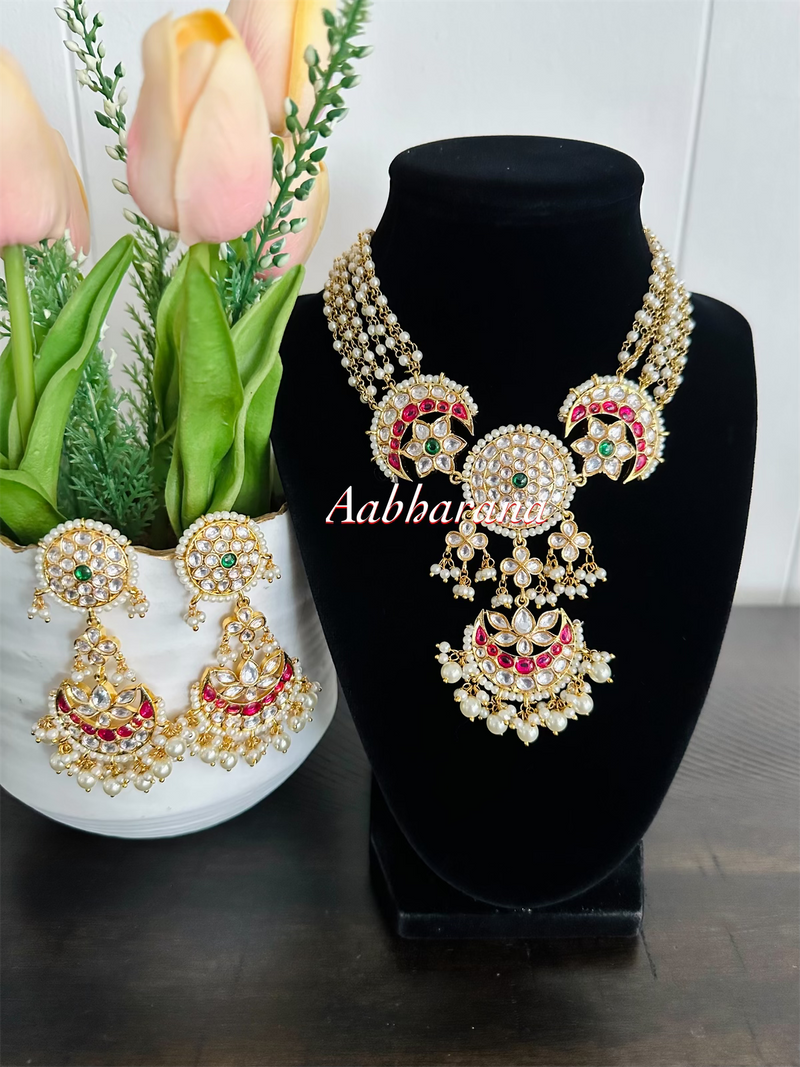 Ahmedabadi kundan chandbali pearl choker set