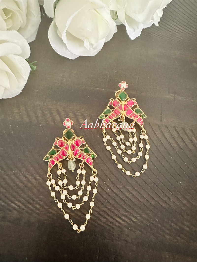 Kundan jadau peacock earrings