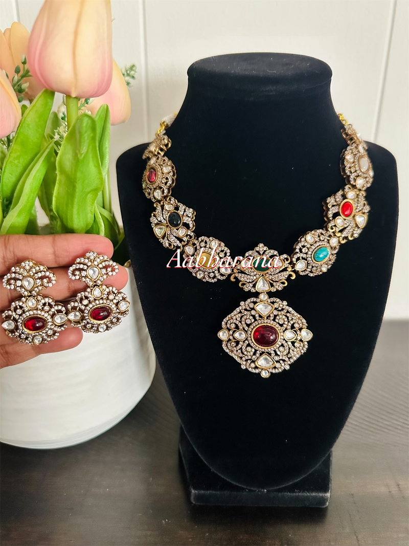 Navarathan kundan necklace set