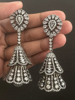 CZ double jumka earrings