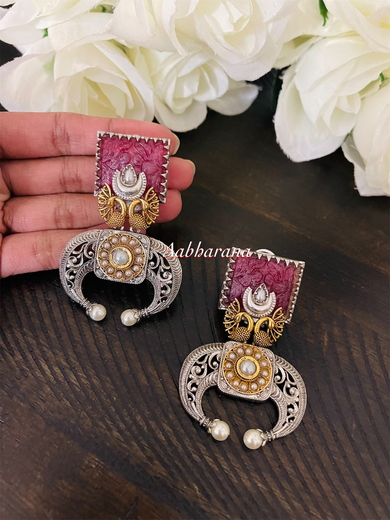 Fusion peacock earrings