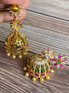 Imitation CZ peacock jumka earrings