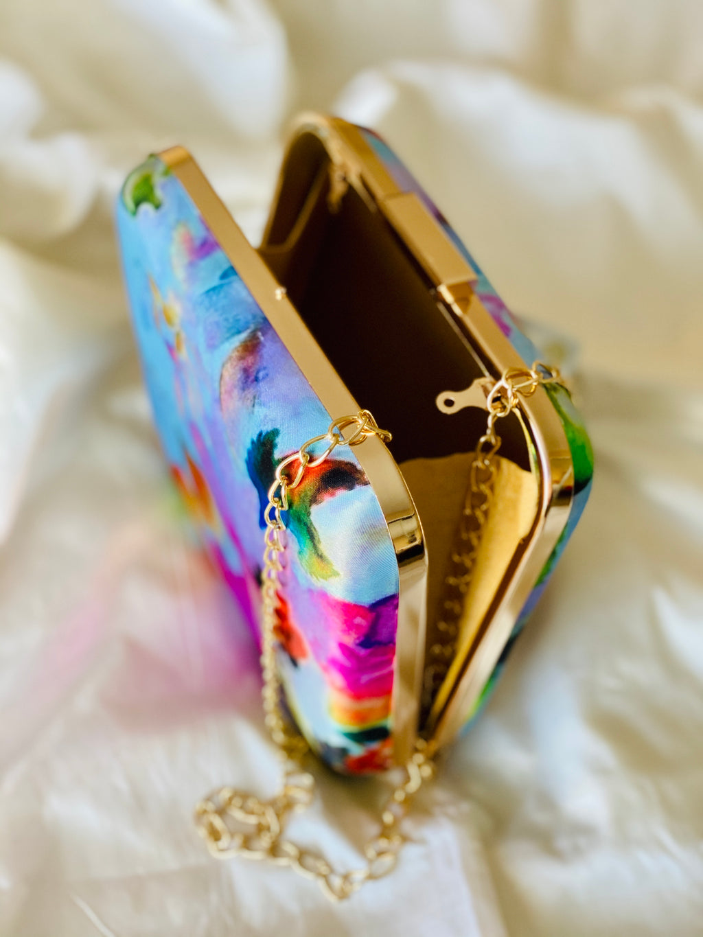 Colorful floral clutch