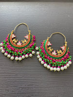 Meenakari rooster earrings