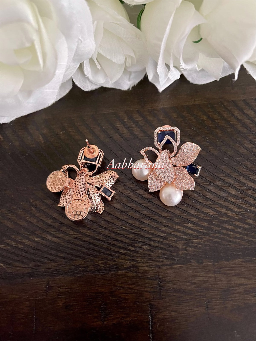 cz pearl stud earrings