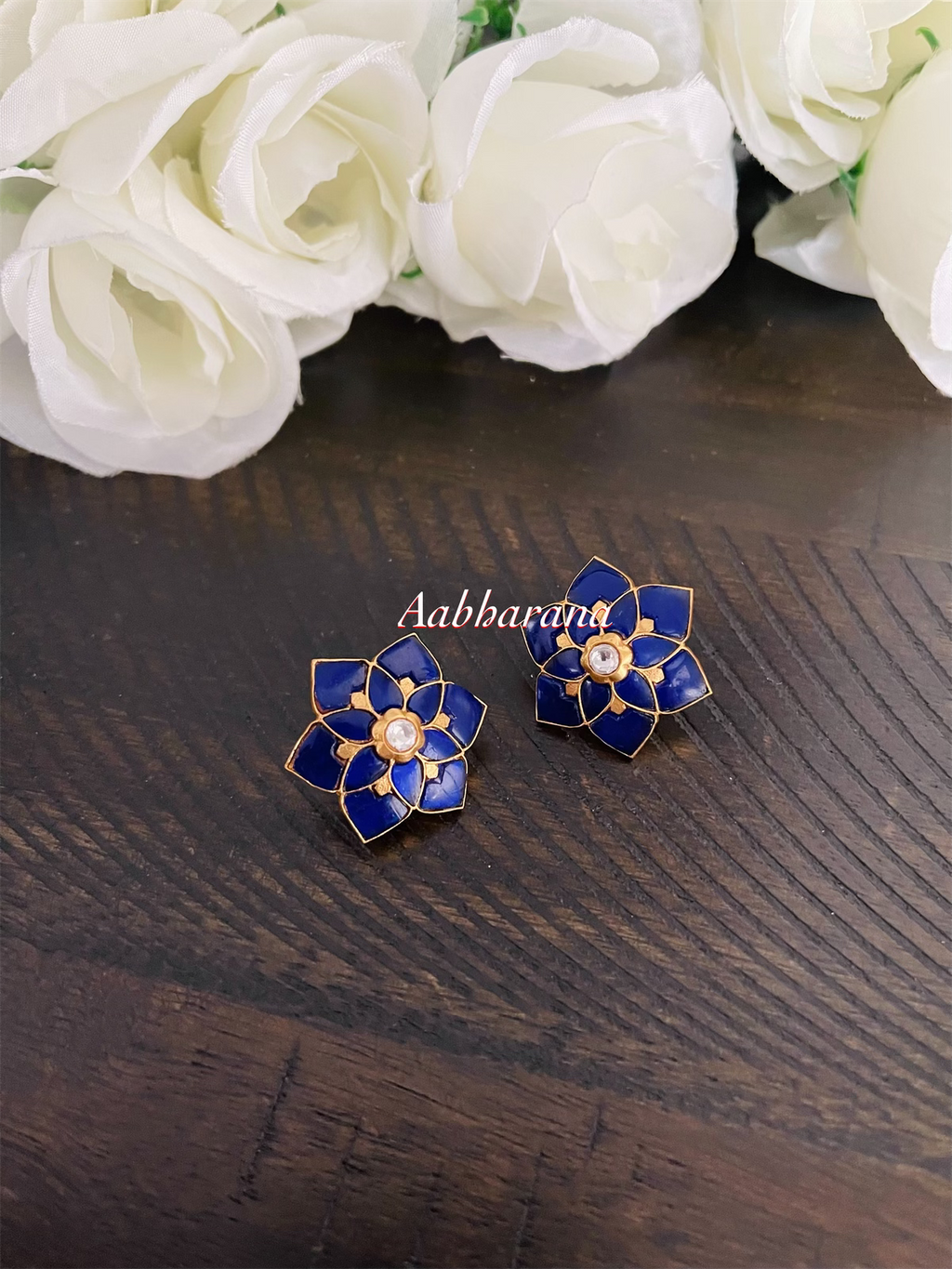 Kundan flower stud earrings