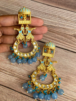 Meenakari long earrings with goddess stud