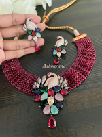 Imitation AD peacock bead necklace set