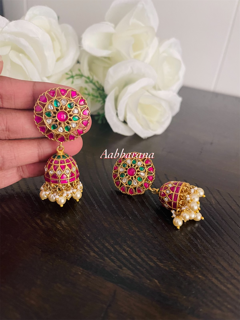 Kundan jadau jumka earrings