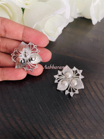 CZ flower stud earrings
