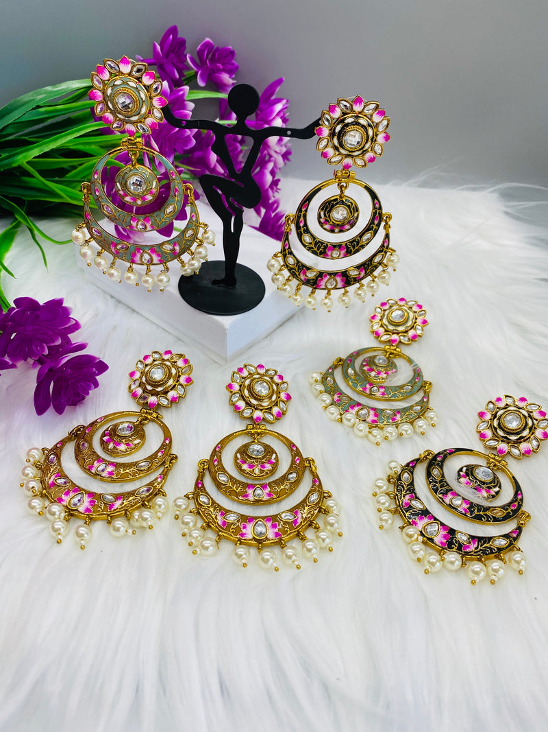 New Collections Designer Stone Chandbali Earring Design Imitation Jewlery -  Buy Original Chidambaram Covering product at Wholesale Price. Online  shopping for guarantee South Indian Gold Plated Jewellery.