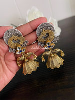 Kundan peacock jumka earrings