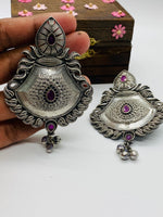 German silver ruby stone earrings