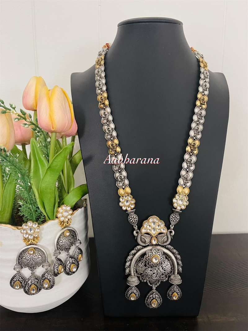 SLA kundan peacock chain set