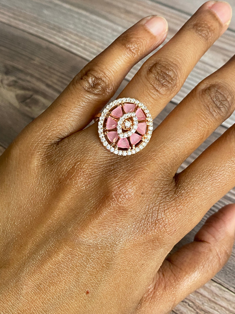CZ floral oval ring