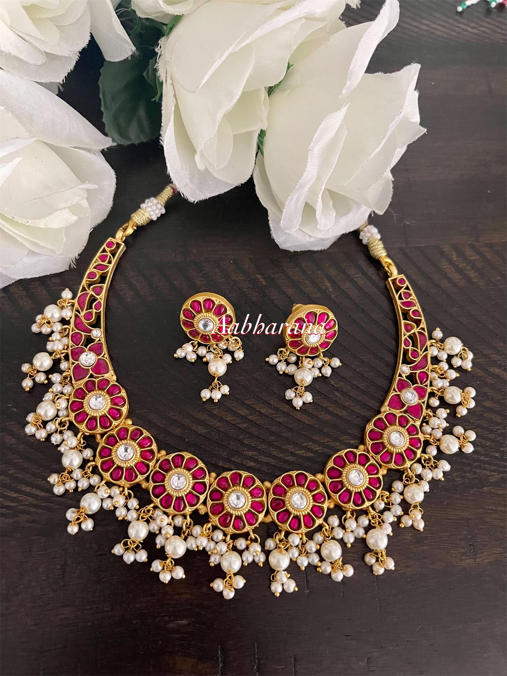 Floral kundan jadau hasli set