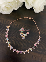 CZ elegant heart necklace set