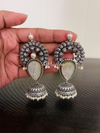 Carved stone jumka earrings