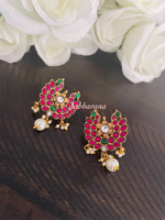 Kundan jadau double peacock earrings